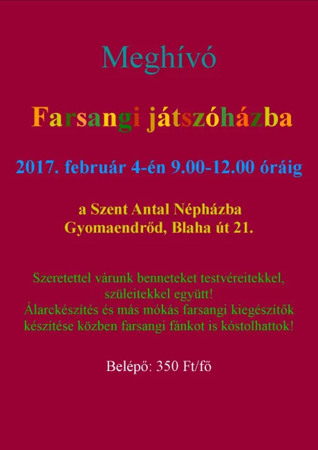 Farsangi játszóház