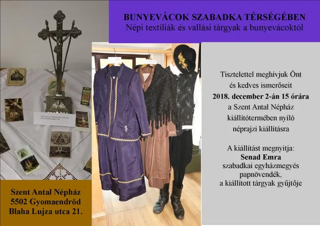 Népi textíliák és vallási tárgyak a bunyevácoktól